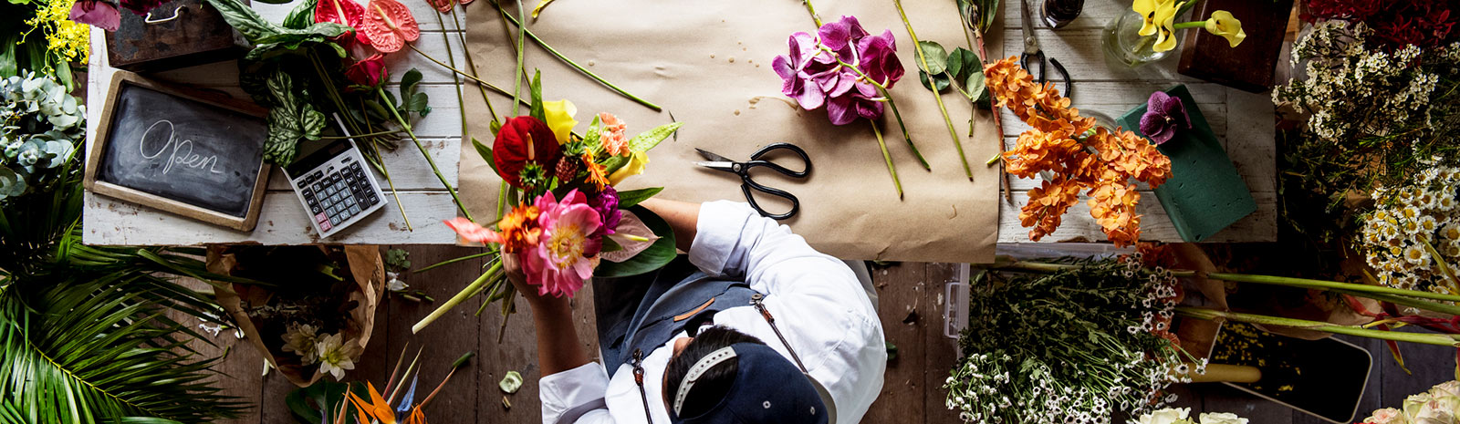 a florist arranging flowers