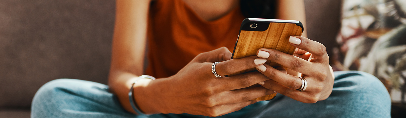 a woman on her mobile device