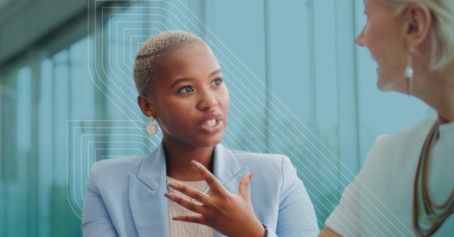 two women talking with each other